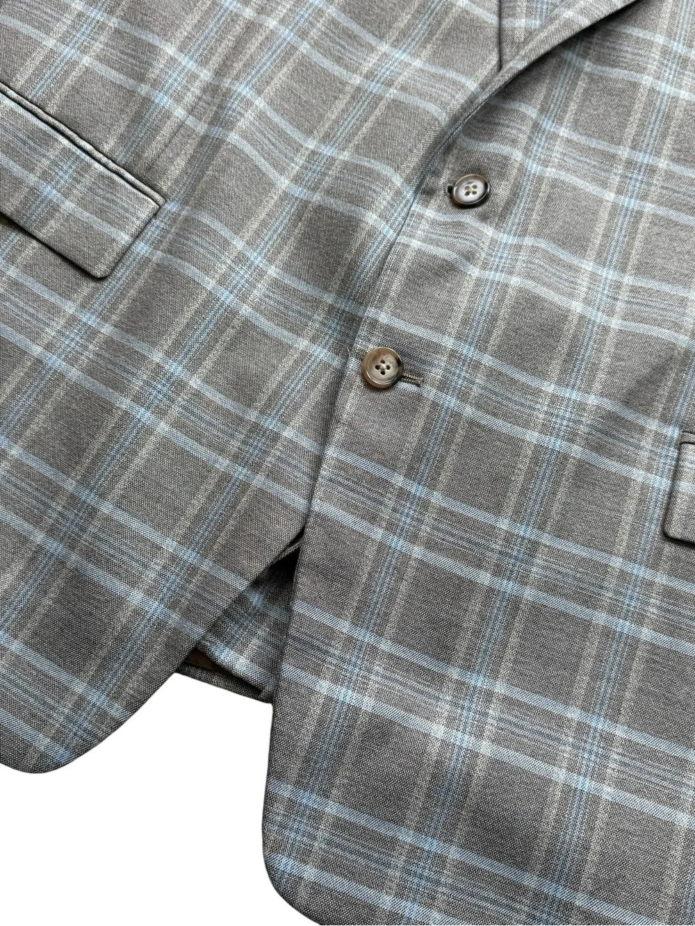Lauren Ralph Lauren Gray Blue Windowpane Sport Coat Blazer 50L Modern Classic